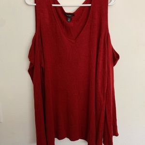 Cold shoulder knit top